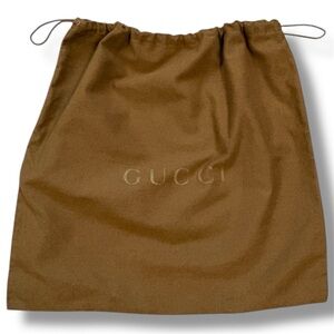 Gucci Brown Flannel Drawstring Dust Bag With Gold Stamped Logo